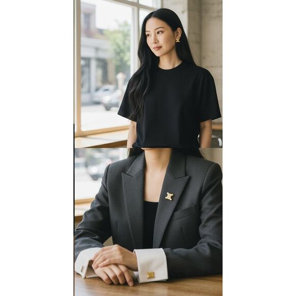 Vintage Celine Triomphe Clip-On Earrings - Picture 2 of 6